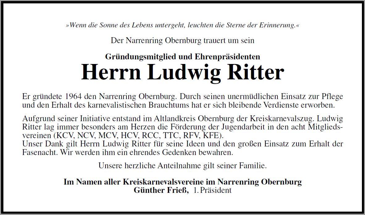 Nachruf Ludwig Ritter