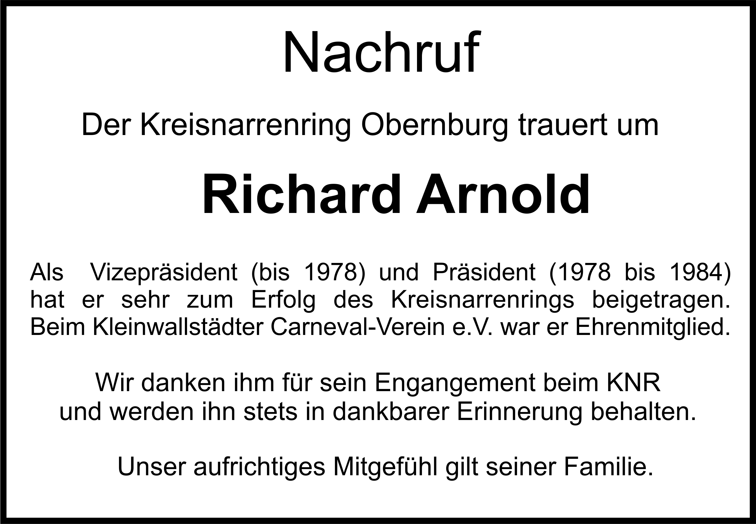 Nachruf Richard Arnold